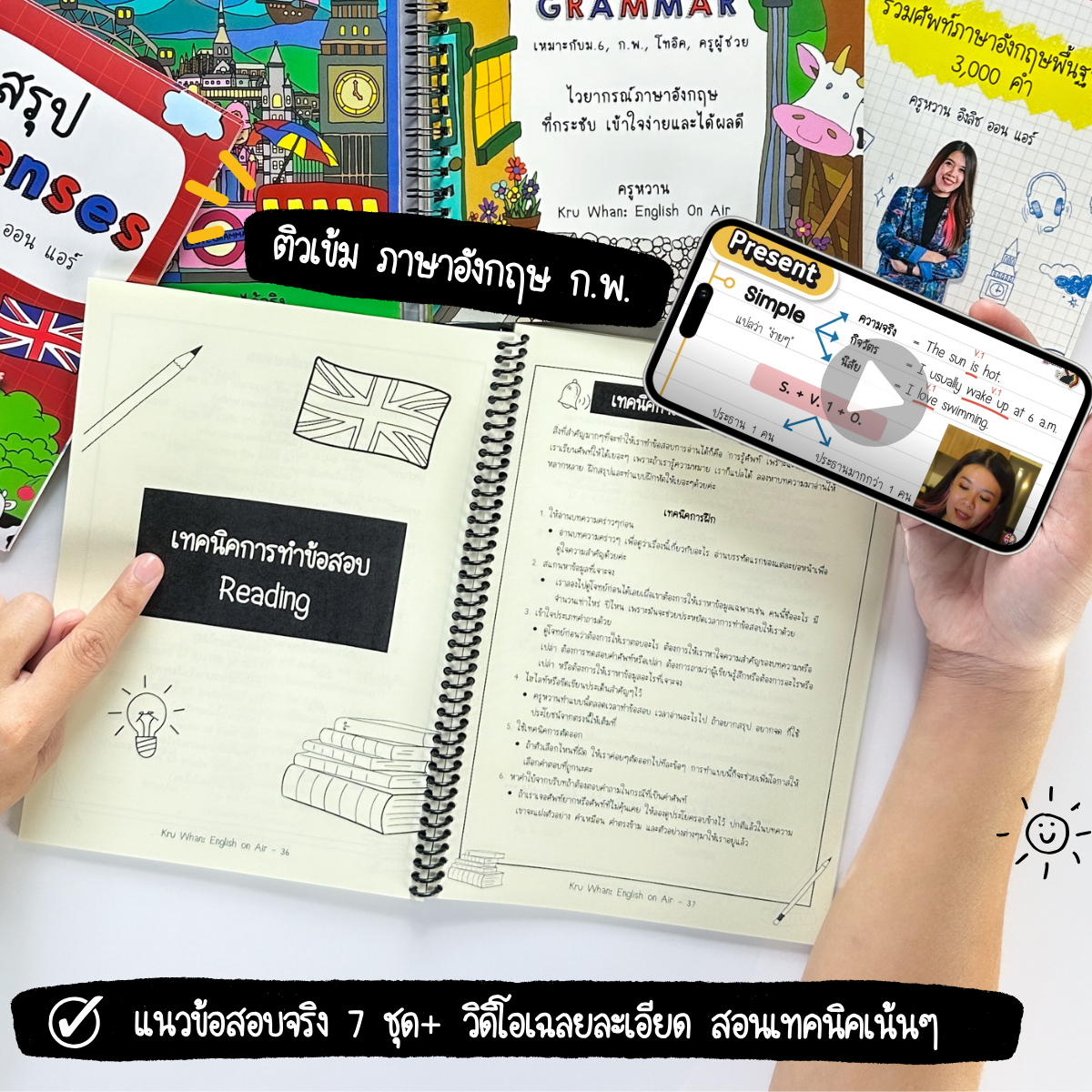 เซ็ตหนังสือติวเข้ม จัดเต็ม ก.พ. พร้อมคลิปสอน แถมสรุป 12 Tenses แบบมายด์แมพ