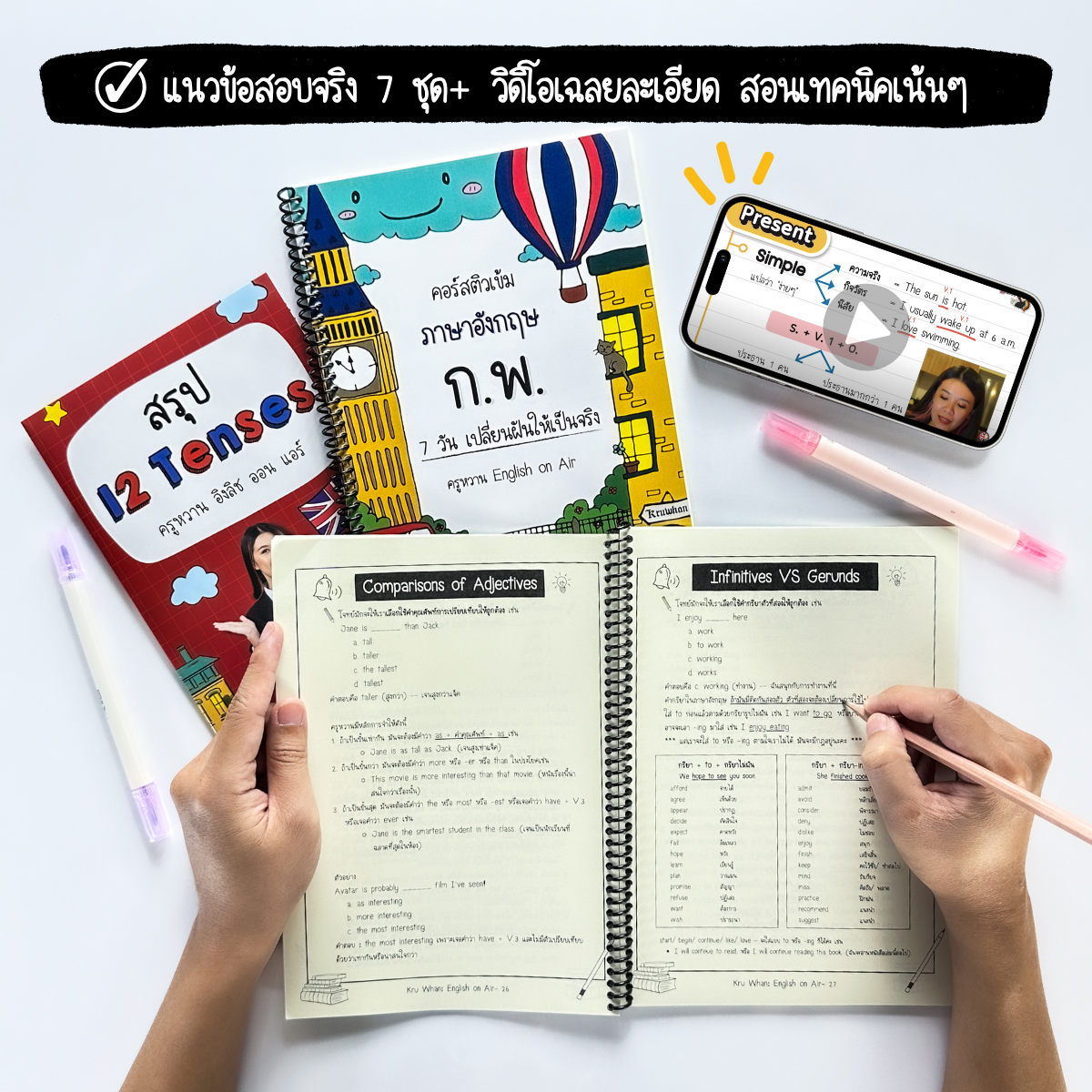 หนังสือติวเข้ม ก.พ. พร้อมคลิปสอน แถม สรุป 12 Tenses (มายด์แมพ)